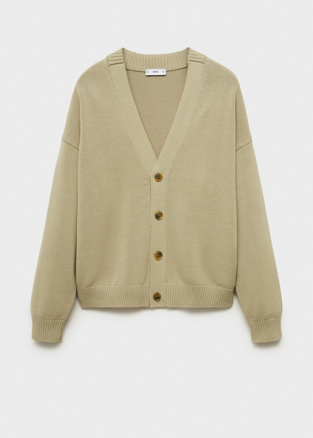 Knitted cotton cardigan with buttons - Pastel Green