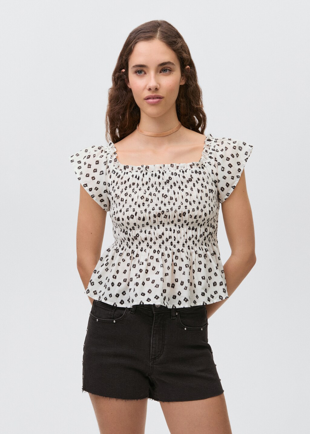 Ruffles printed blouse - Off White