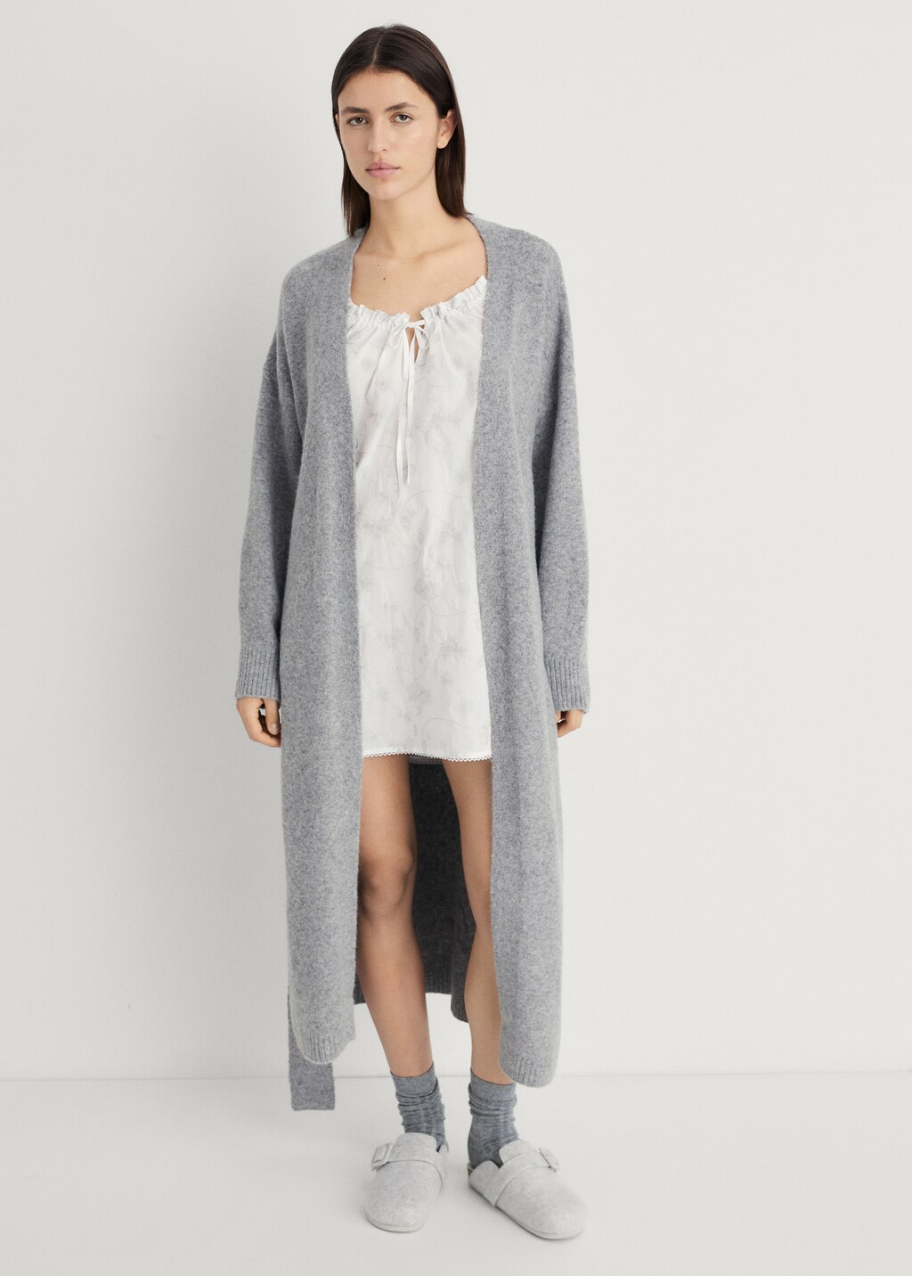 Floral embroidered nightgown - White