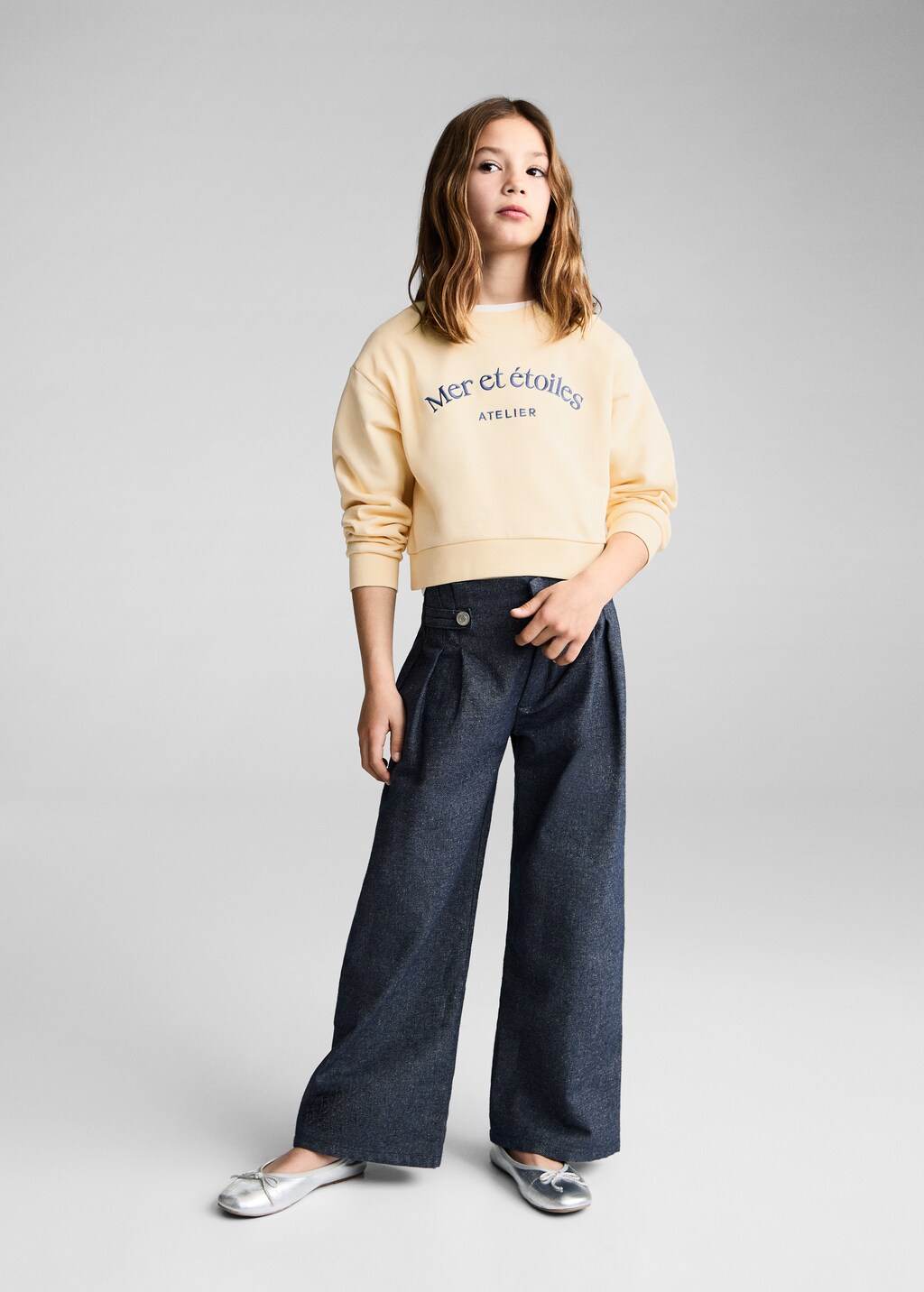 Message cotton sweatshirt - Yellow