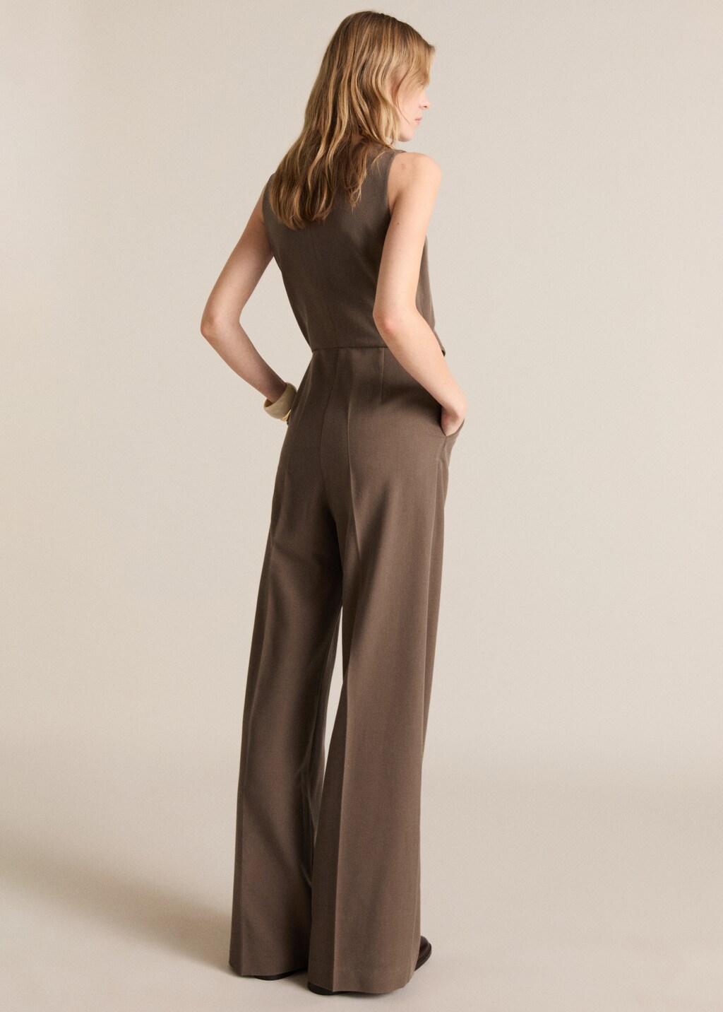 Long suit-style jumpsuit - Brown