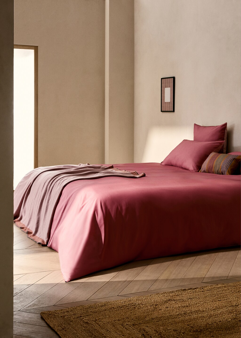 Cotton percale reversible duvet cover, 150cm - Green