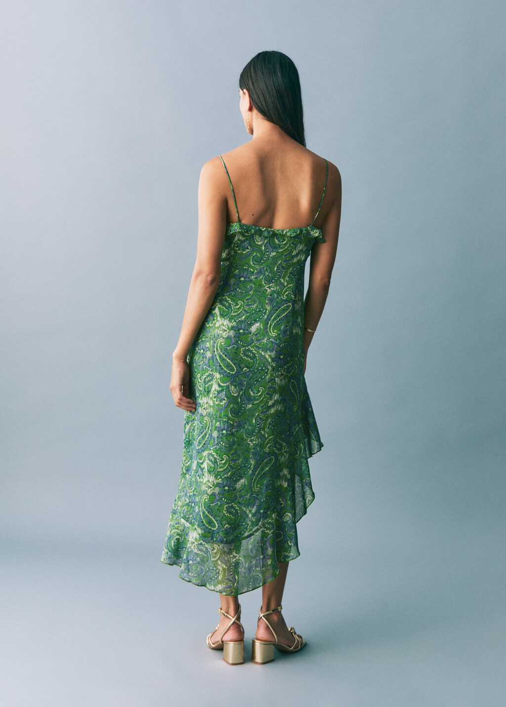 Ruffled midi dress - Green