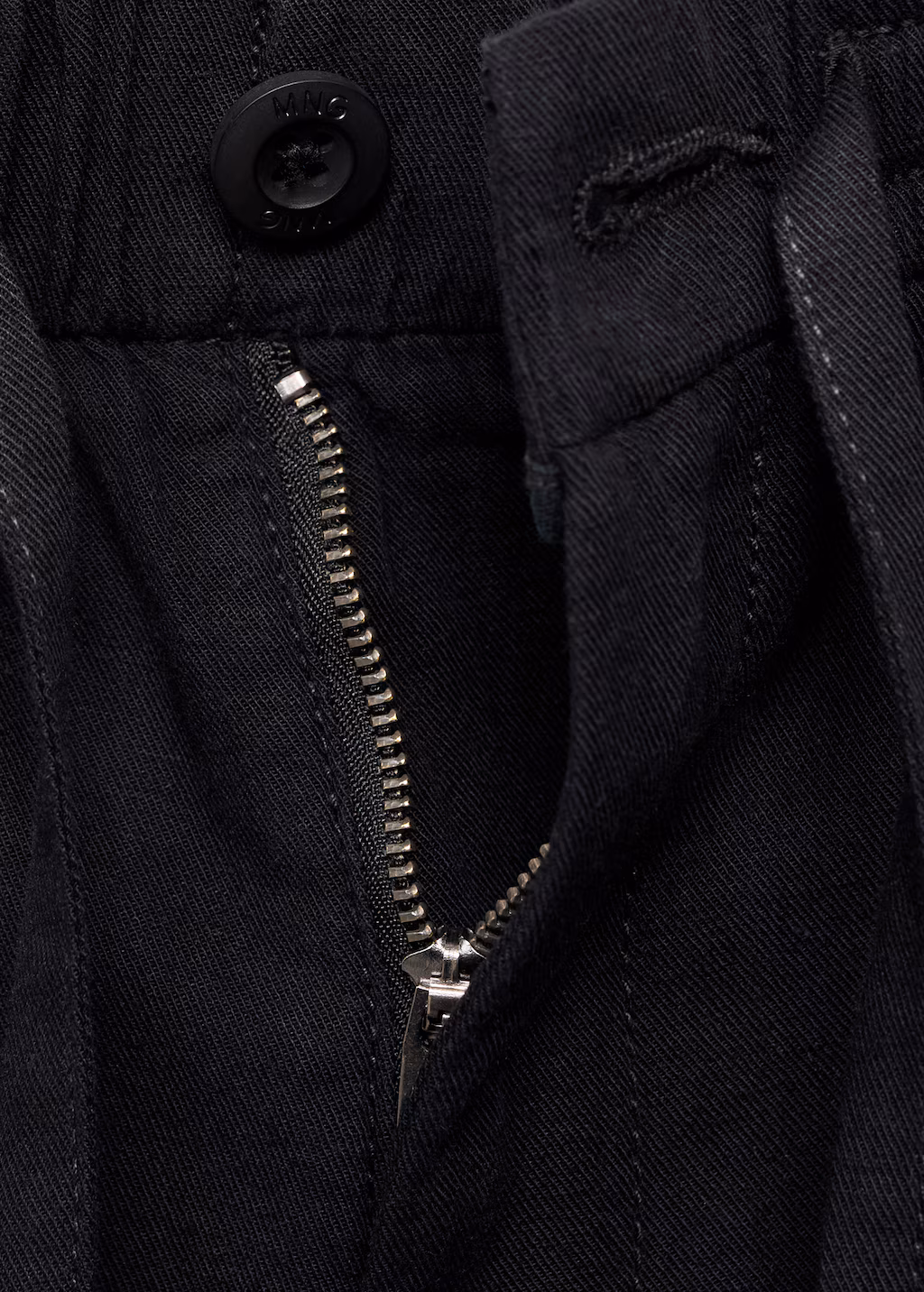 Cotton linen cargo shorts - Black