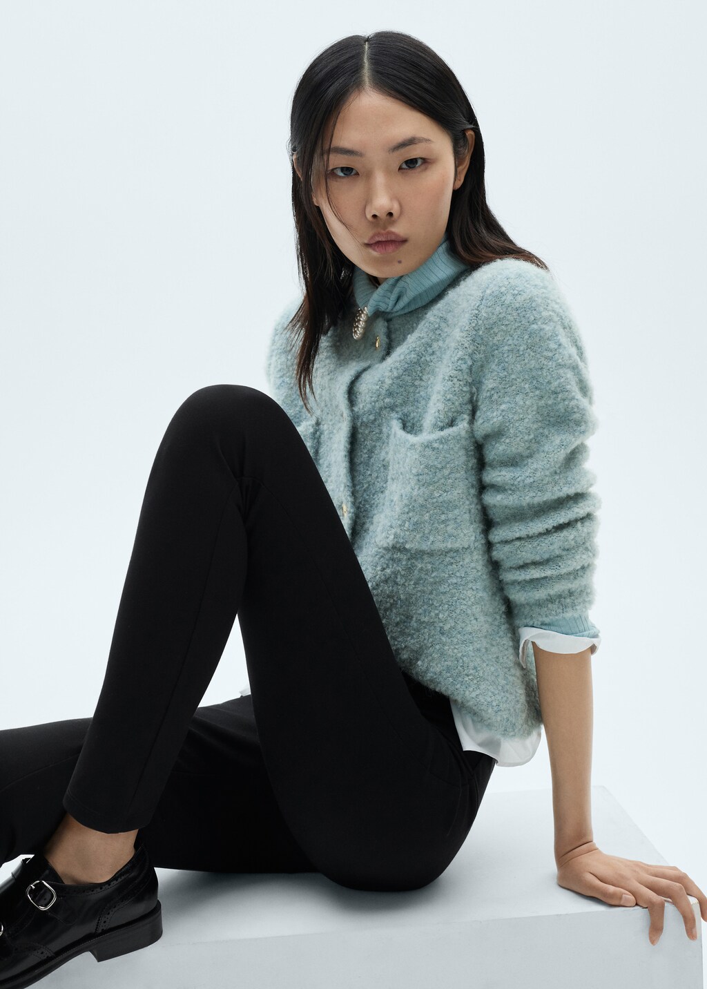 Mid-rise skinny leggings - Black