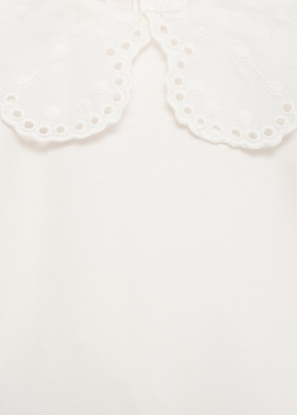 Cotton bodysuit with embroidered collar - Off White