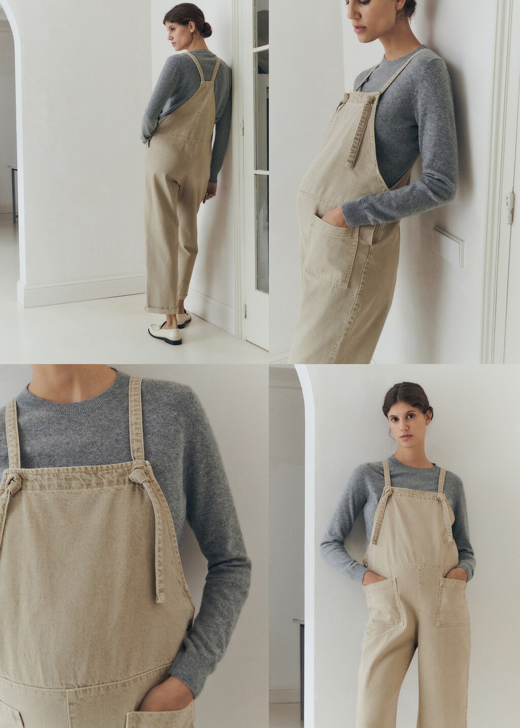 Maternity denim dungarees - Light/Pastel Grey