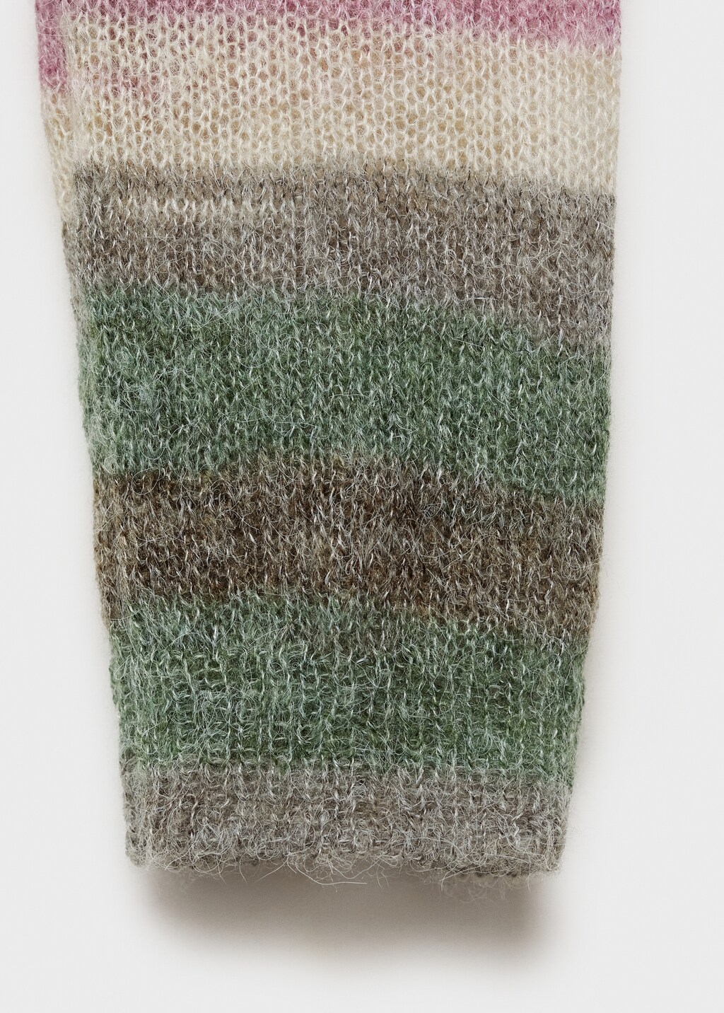 Stand-collar striped sweater - Pink