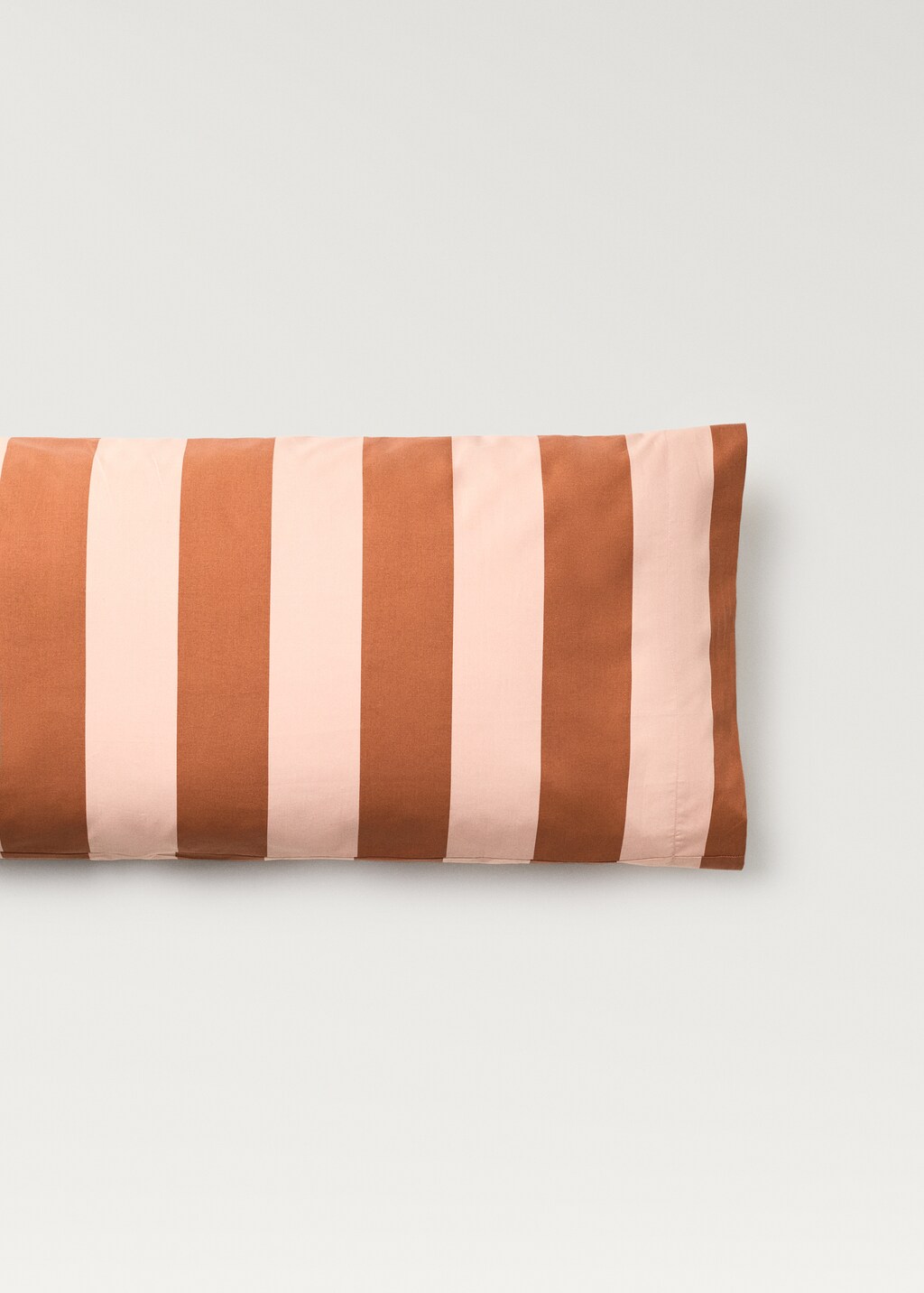 Cotton percale striped pillowcase, 45x110 cm - Green