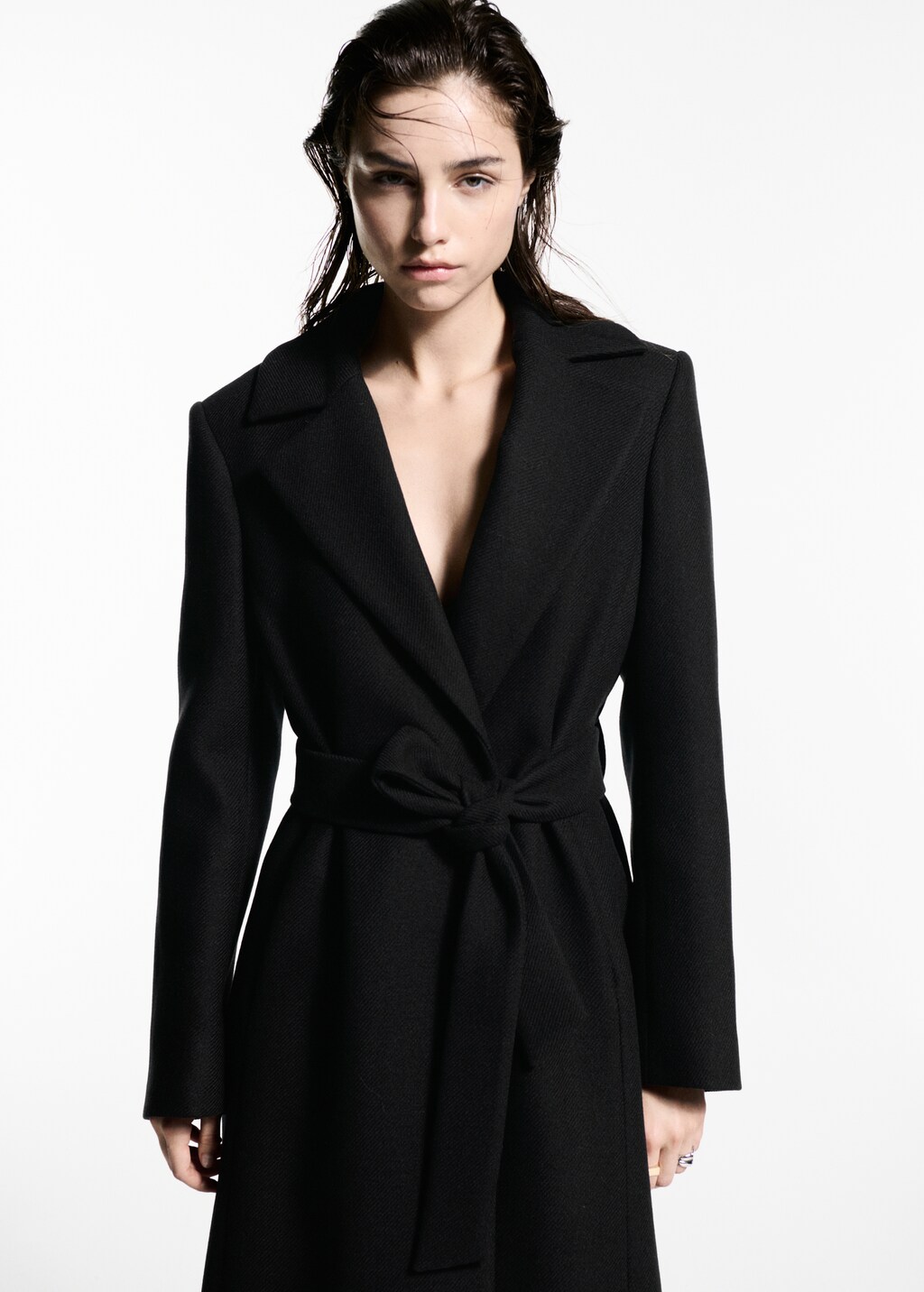 Butter wool coat with detachable collar - Light/Pastel Grey