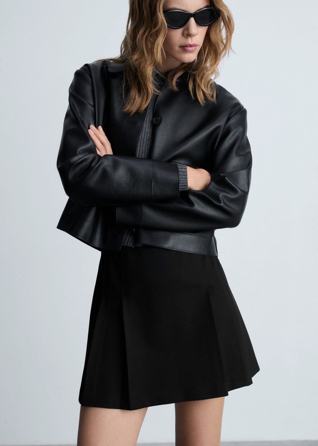 Pleated mini-skirt - Black