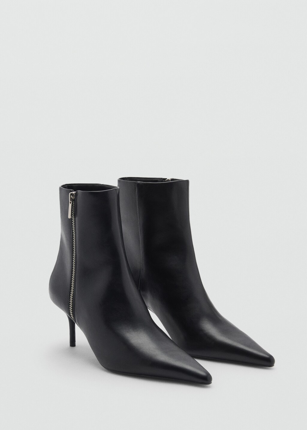 Pointed boots with zip - Black