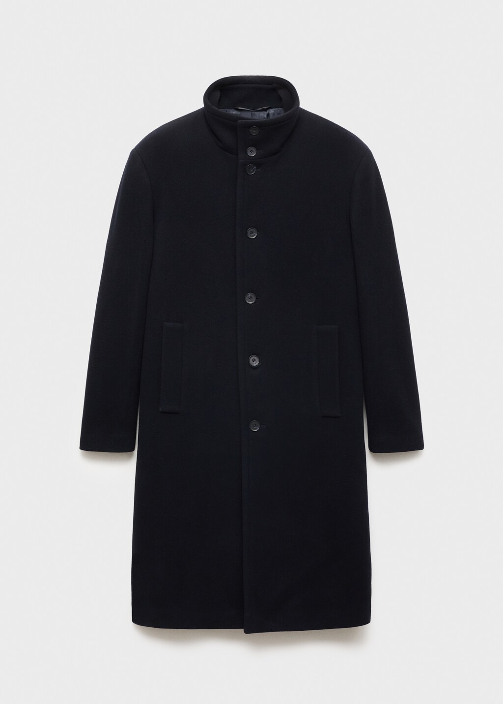 Long wool coat with collar - Dark Navy