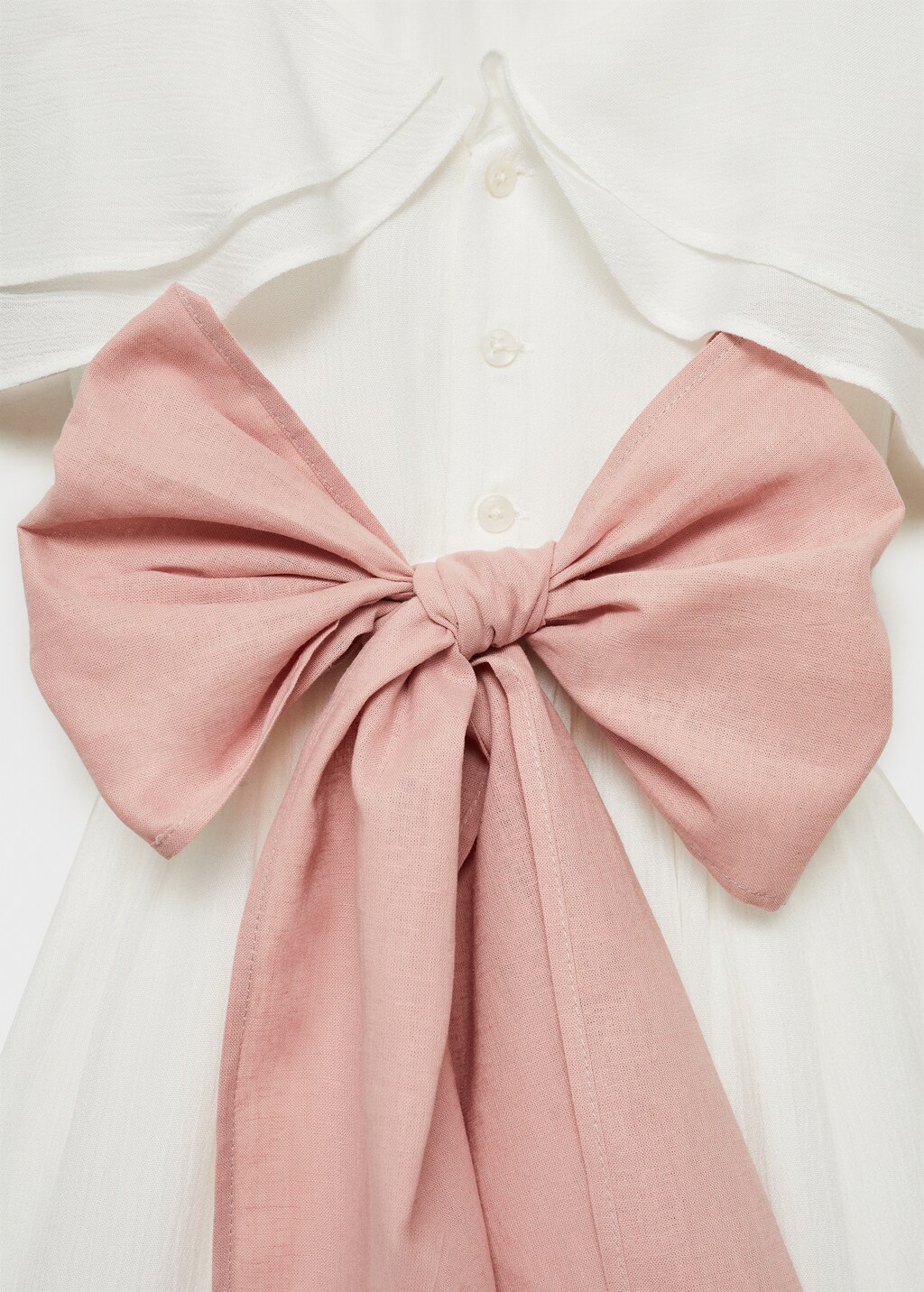 Bamboo-textured dress - White