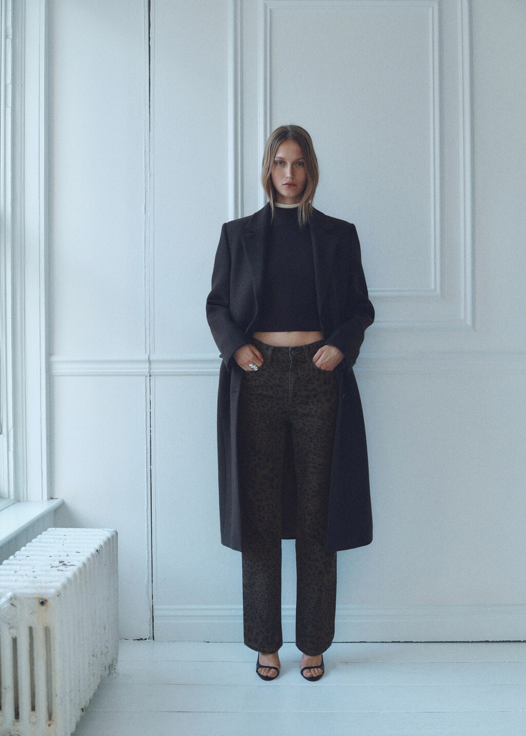 Leopard-print straight jeans - Chocolate