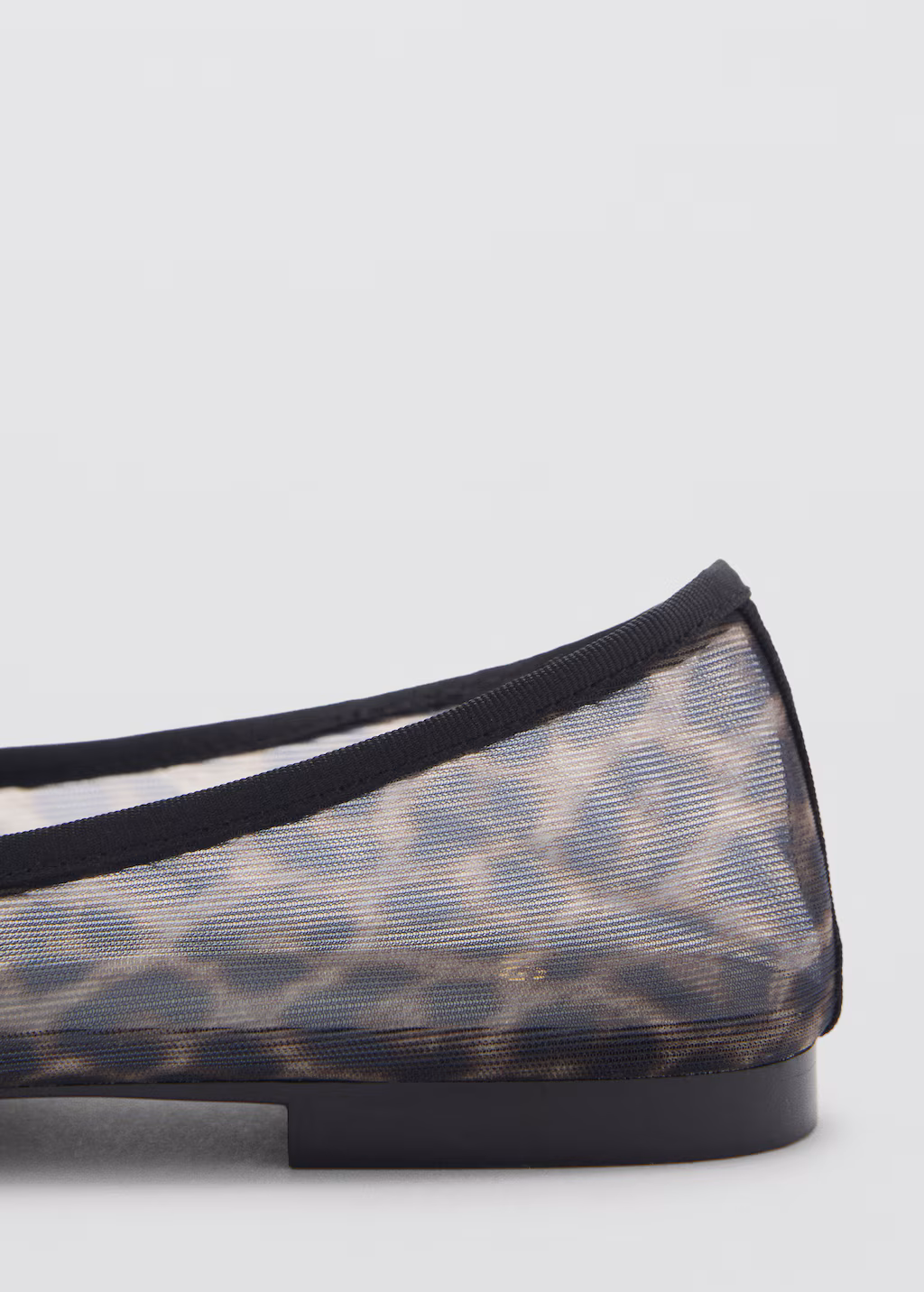 Animal-print mesh ballerina flats - White