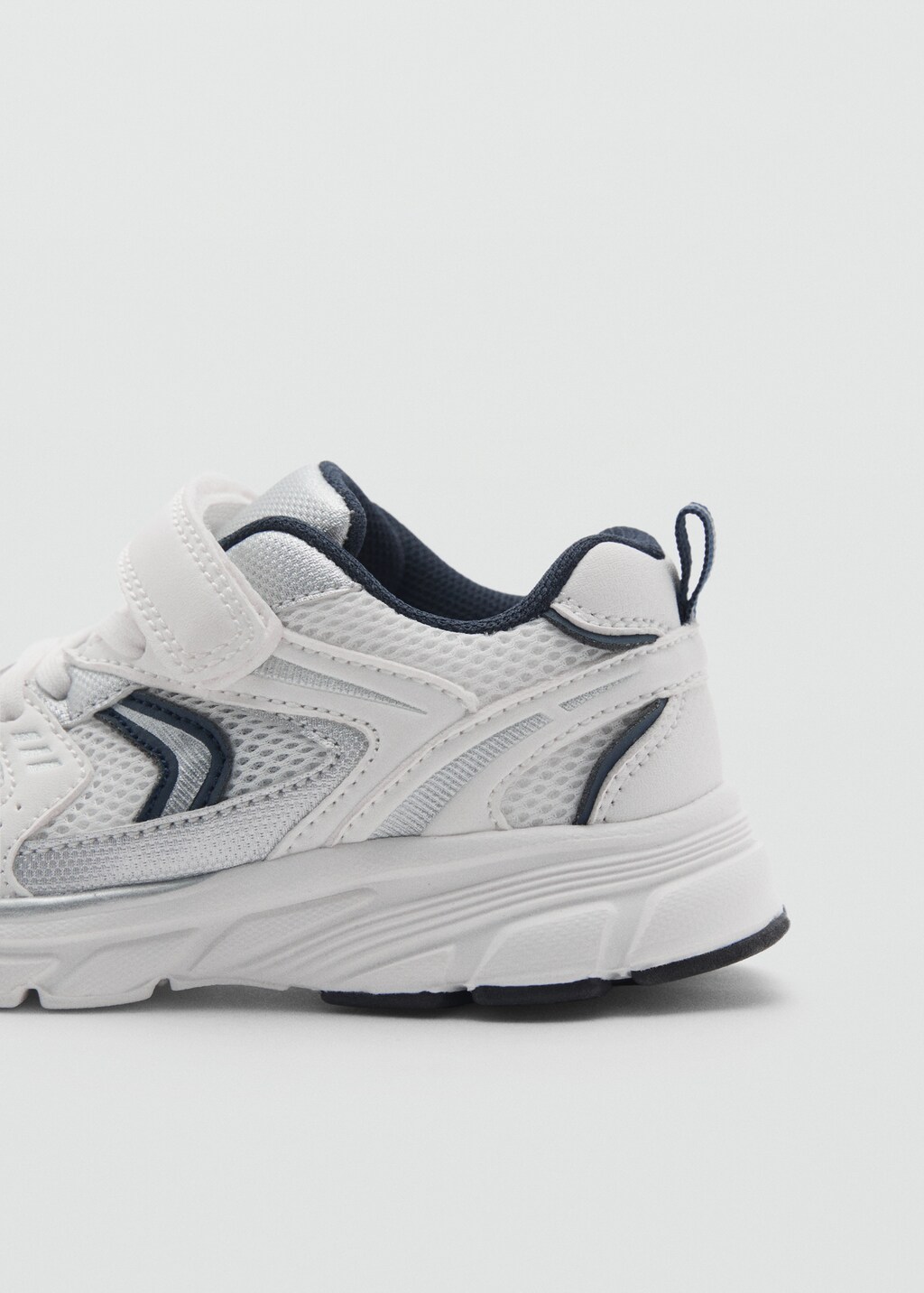 Velcro fastening mixed sneakers - White