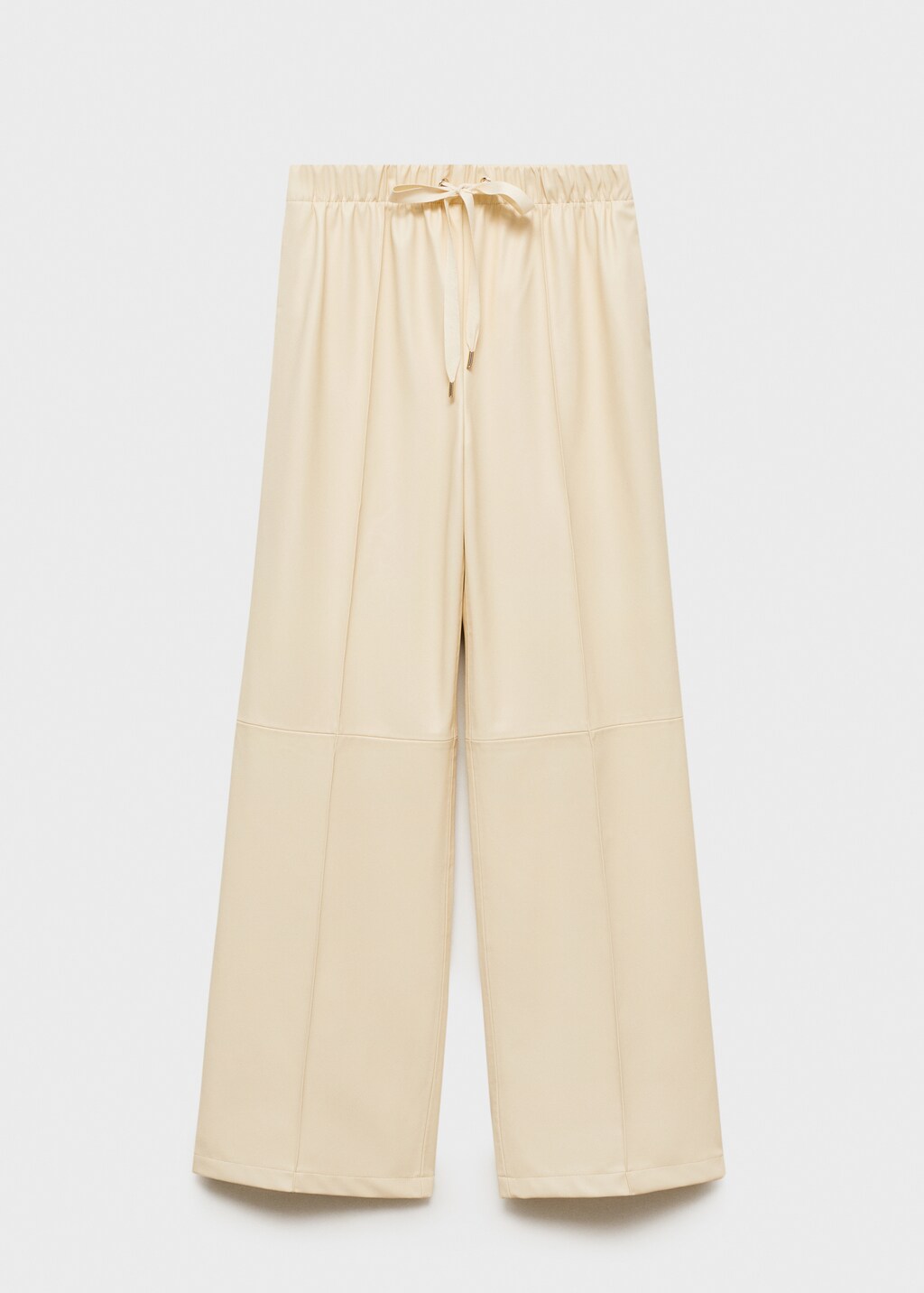 Wideleg leather-effect trousers - Ecru