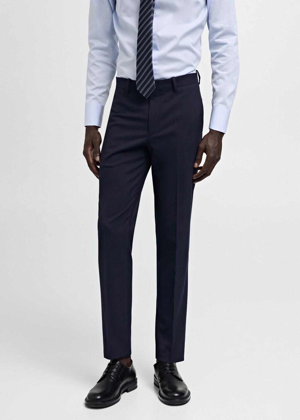 Stretch-fabric slim-fit suit trousers - Dark Navy