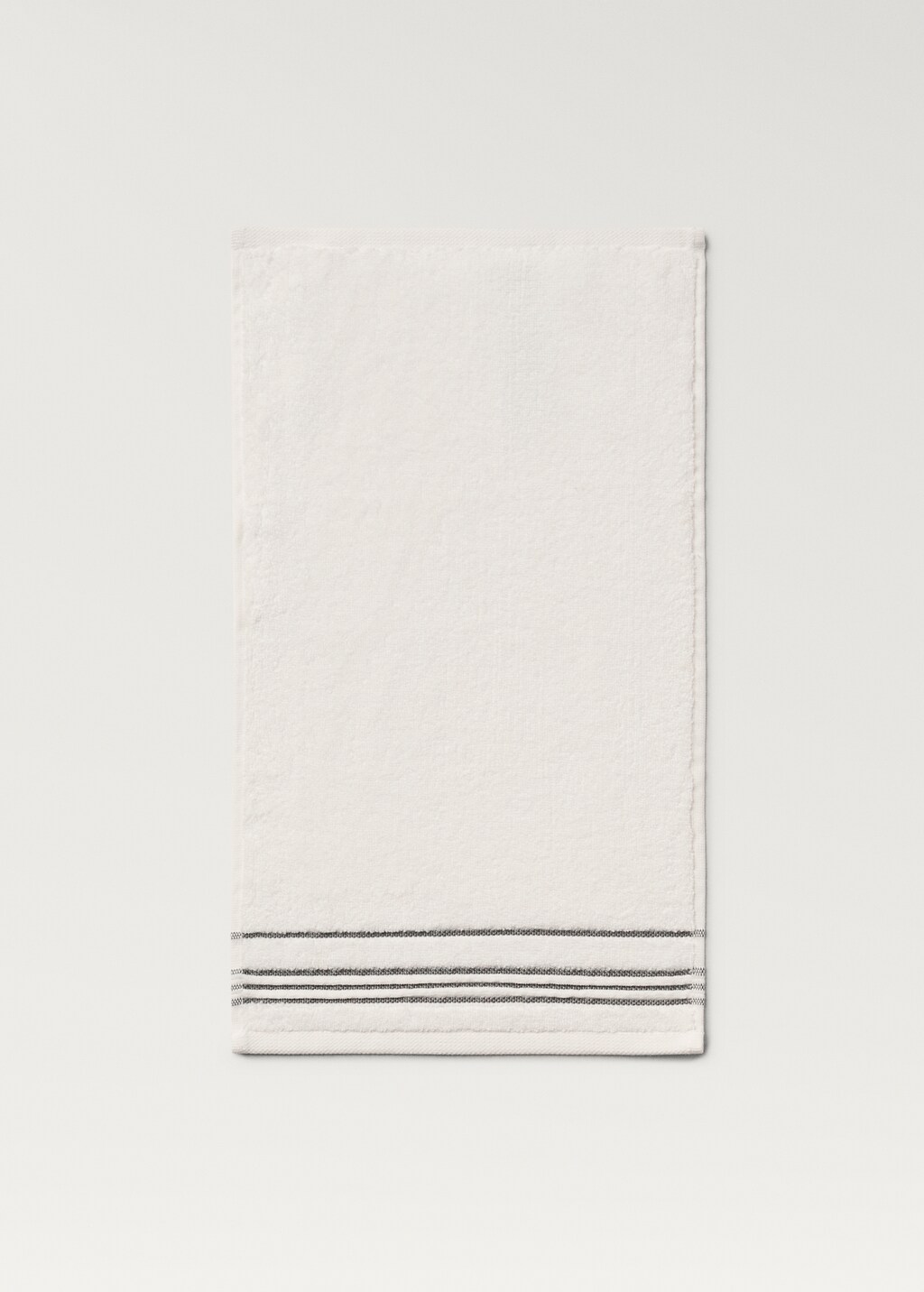 Hand towel with striped trim - White