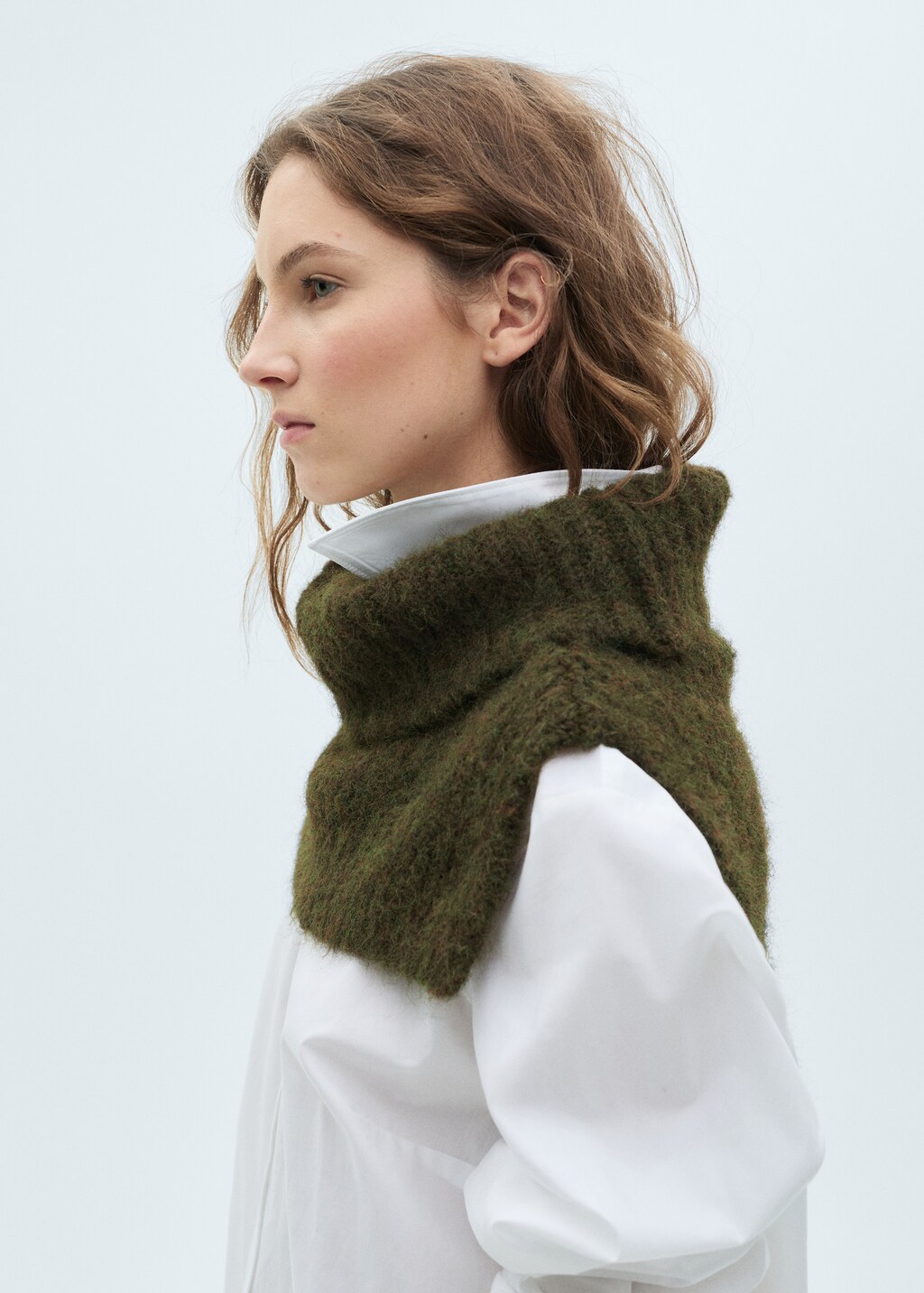 Crop turtleneck shawl - Ecru