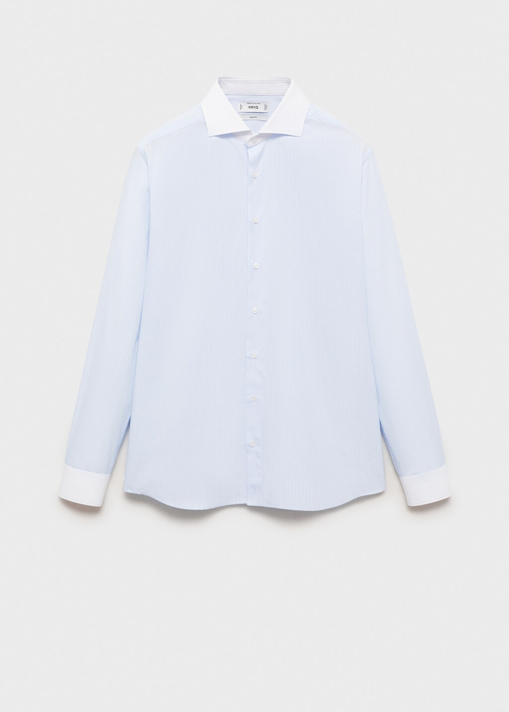 Striped suit shirt with contrasting collar - Sky Blue