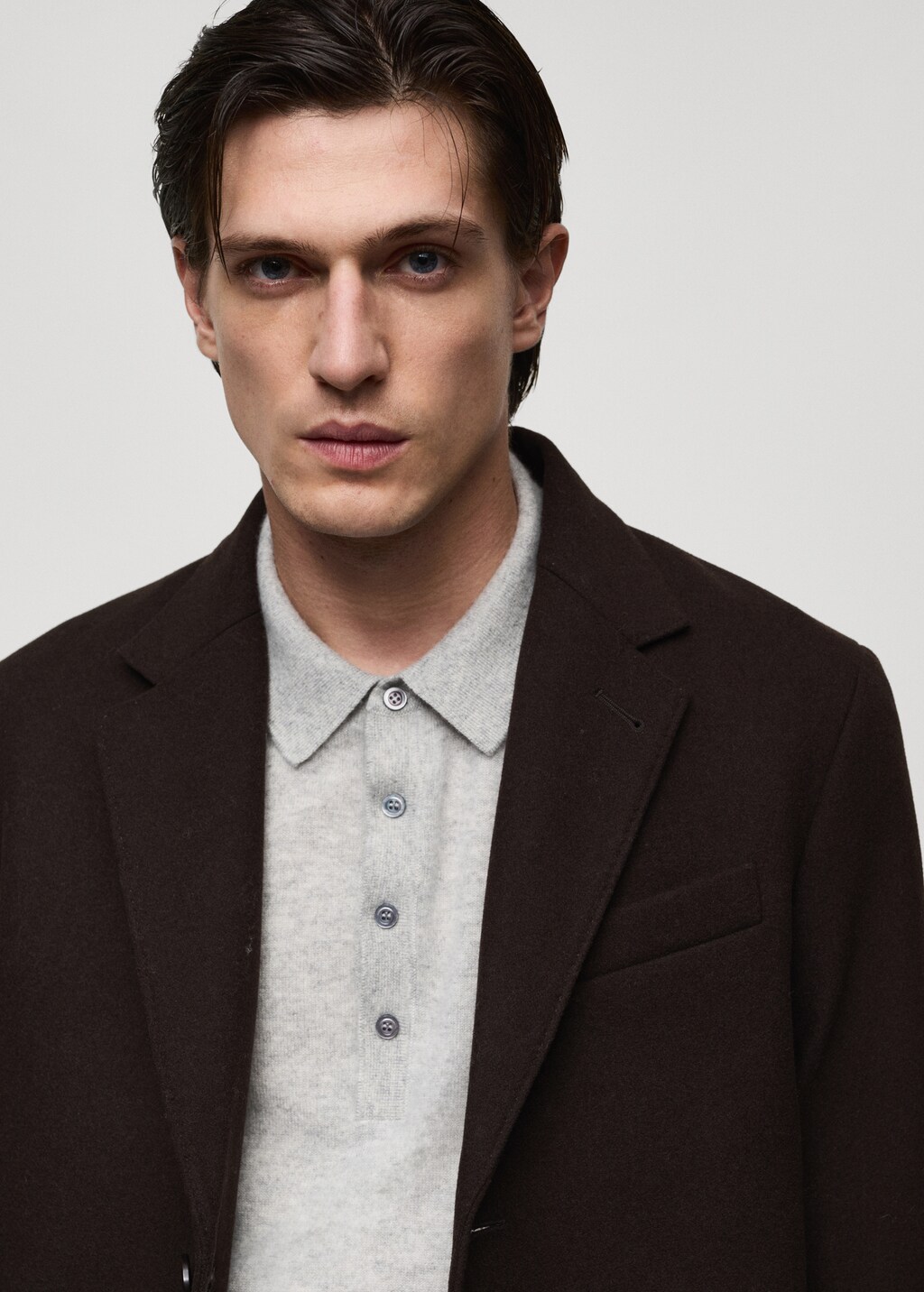 Long recycled wool coat - Medium Brown