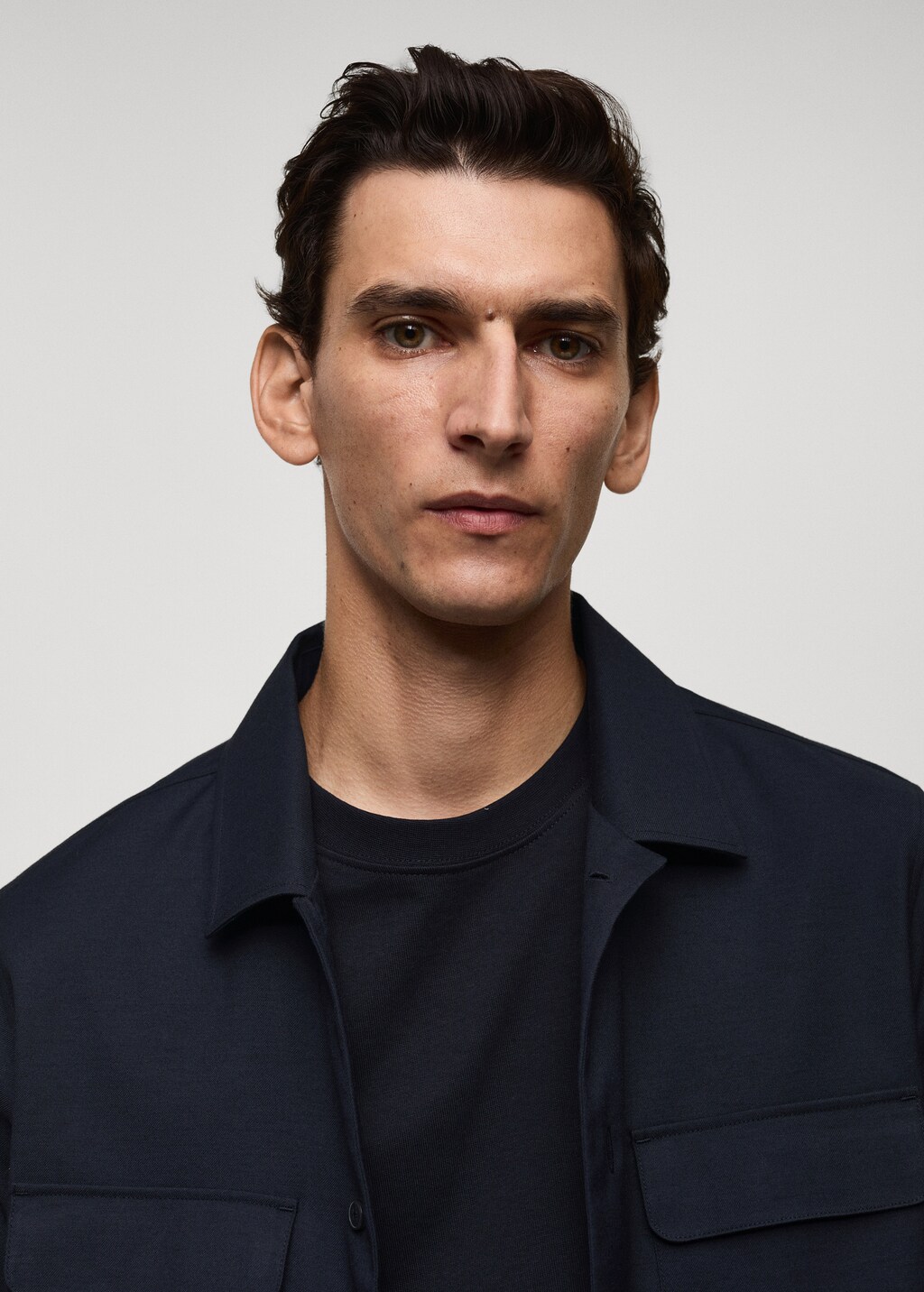 Slim-fit overshirt with pockets - Dark Heather Grey