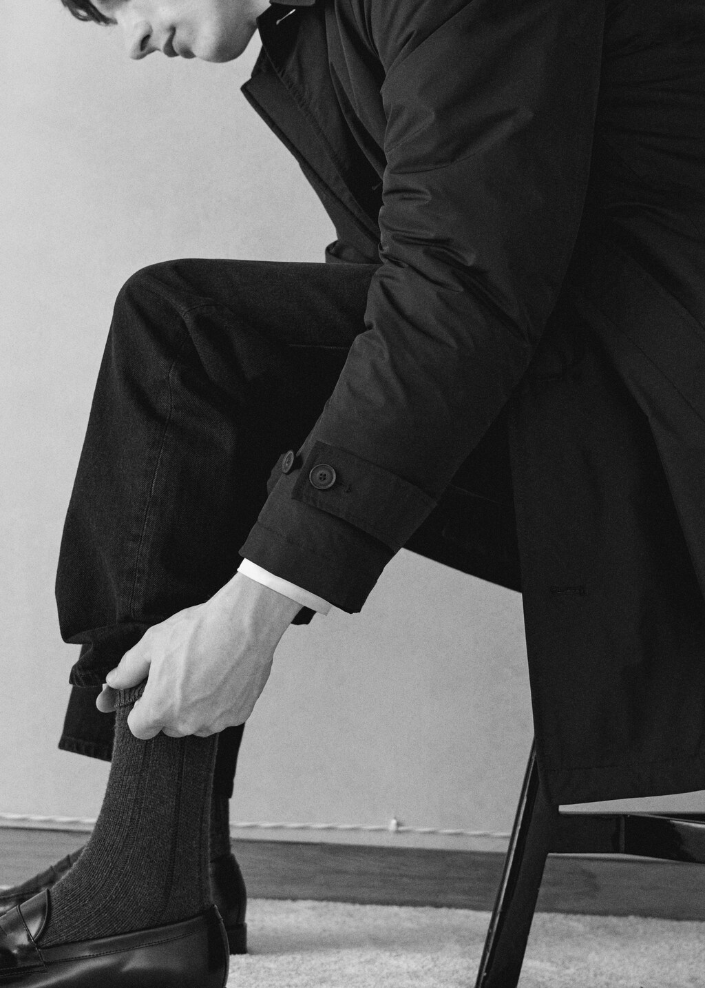 Quilted water-repellent trench coat - Dark Navy