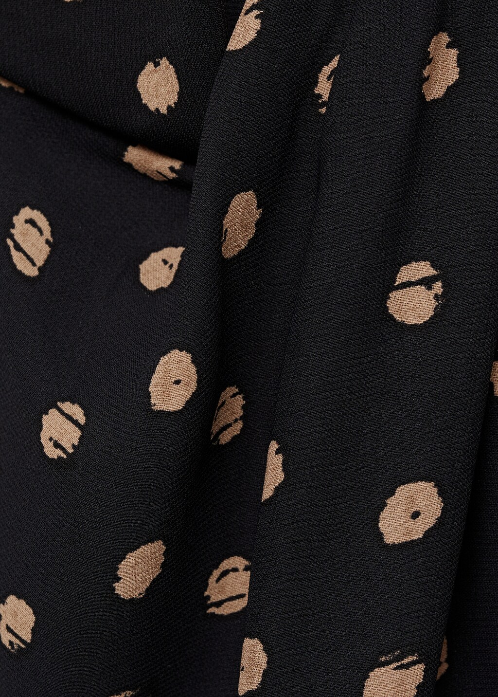 Polka-dot blouse with draped collar - Black