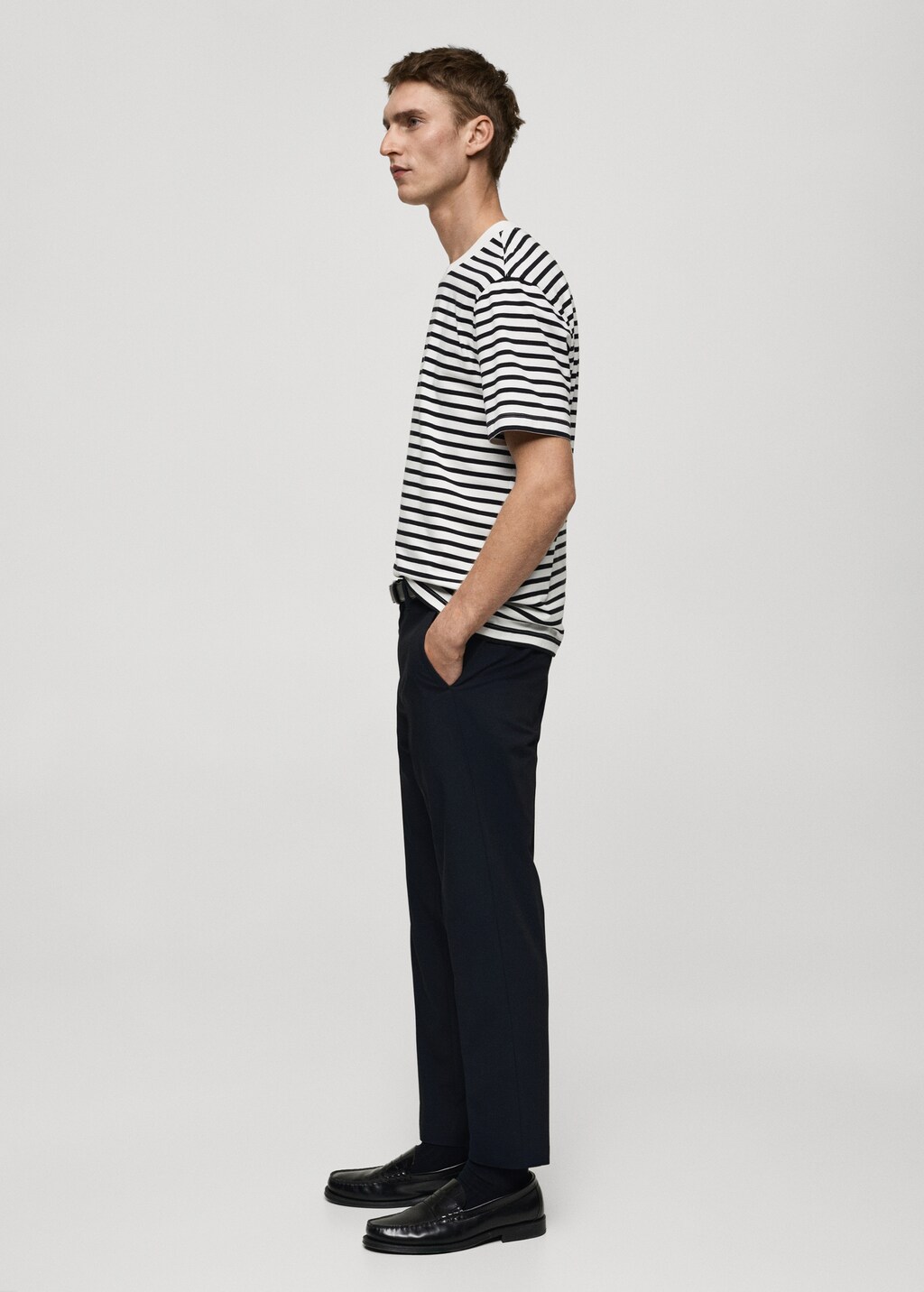 100% cotton striped t-shirt - Dark Navy