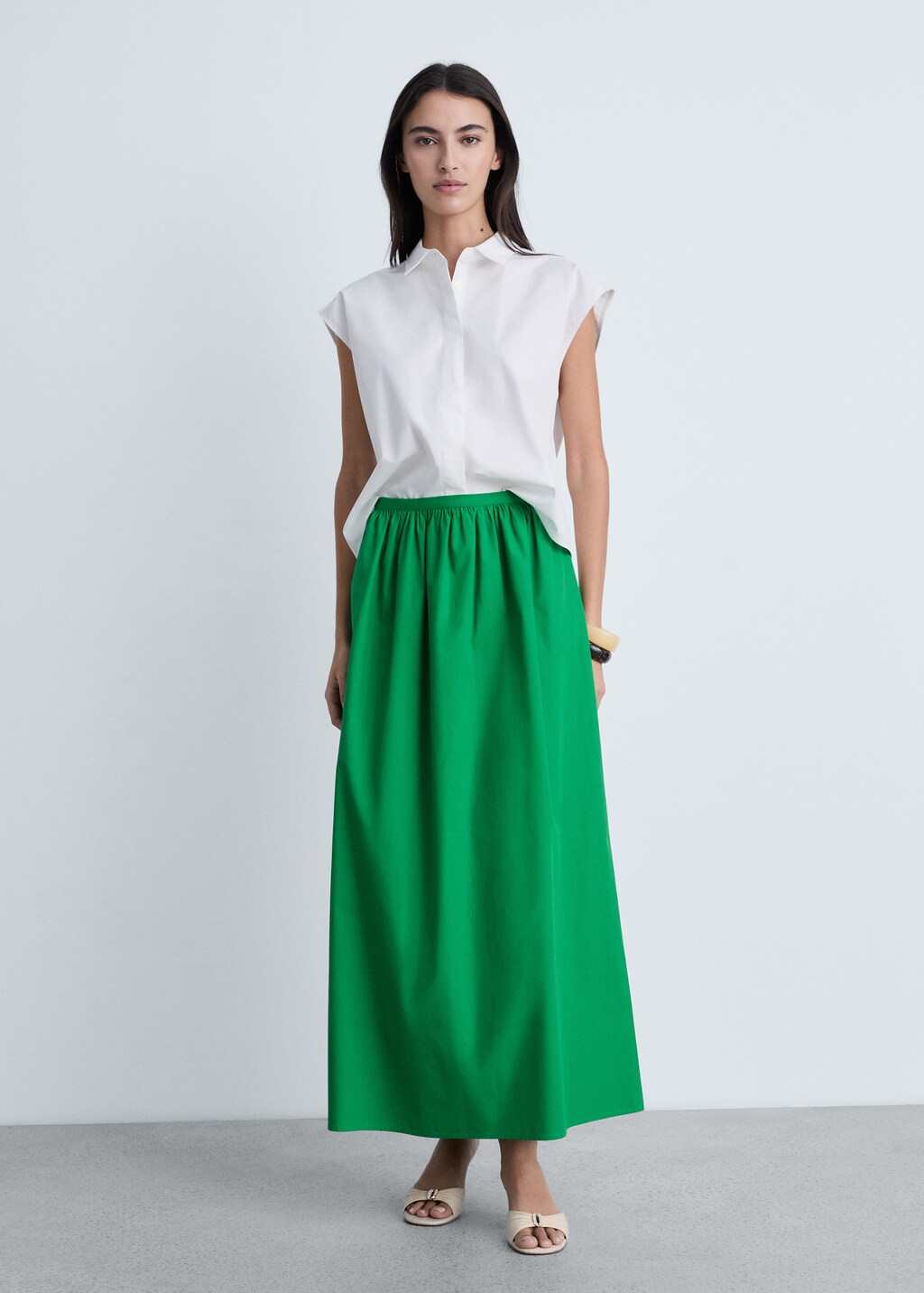 Flared cotton skirt - Green