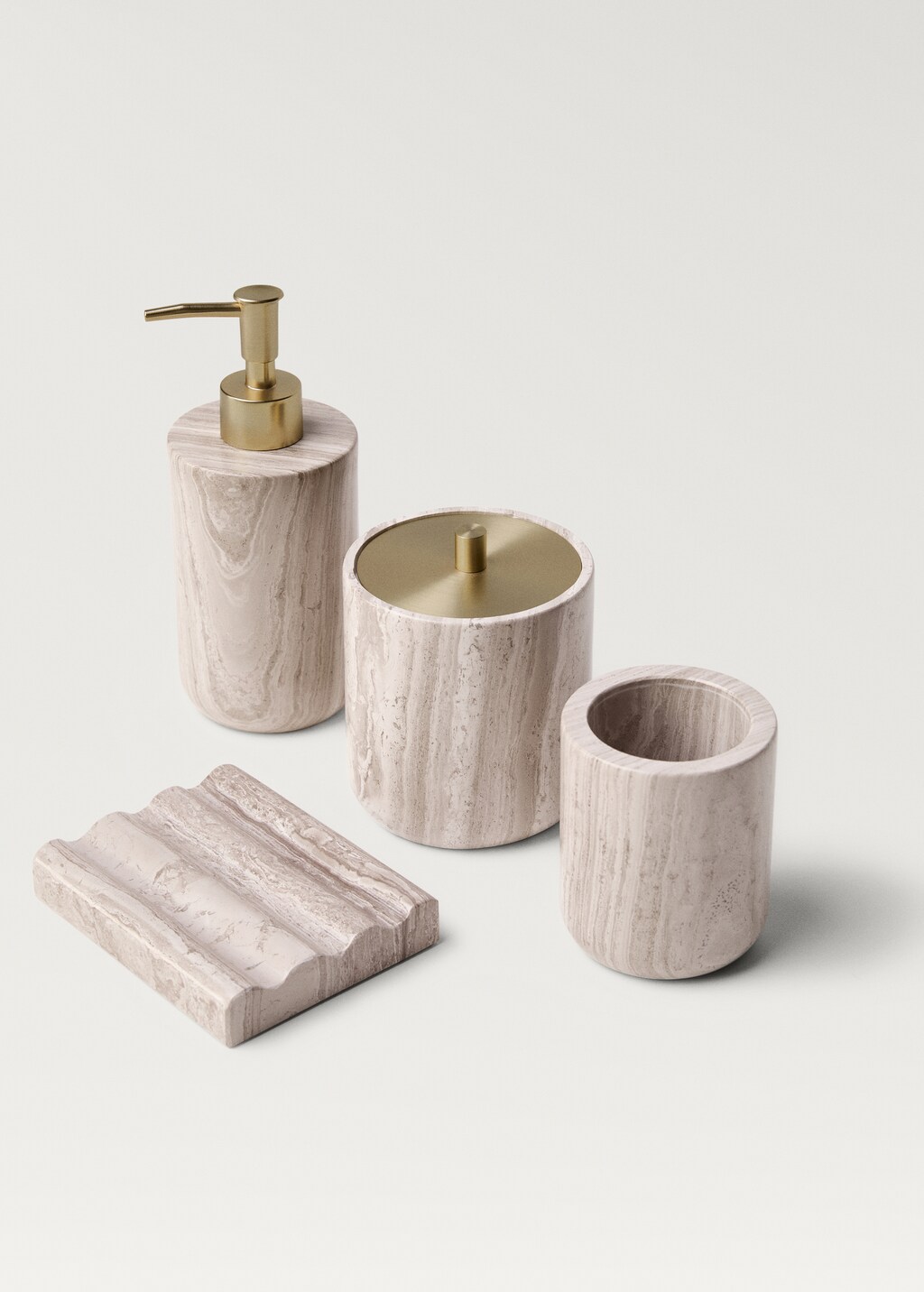 Marble bathroom jar with metal lid - Light/Pastel Grey