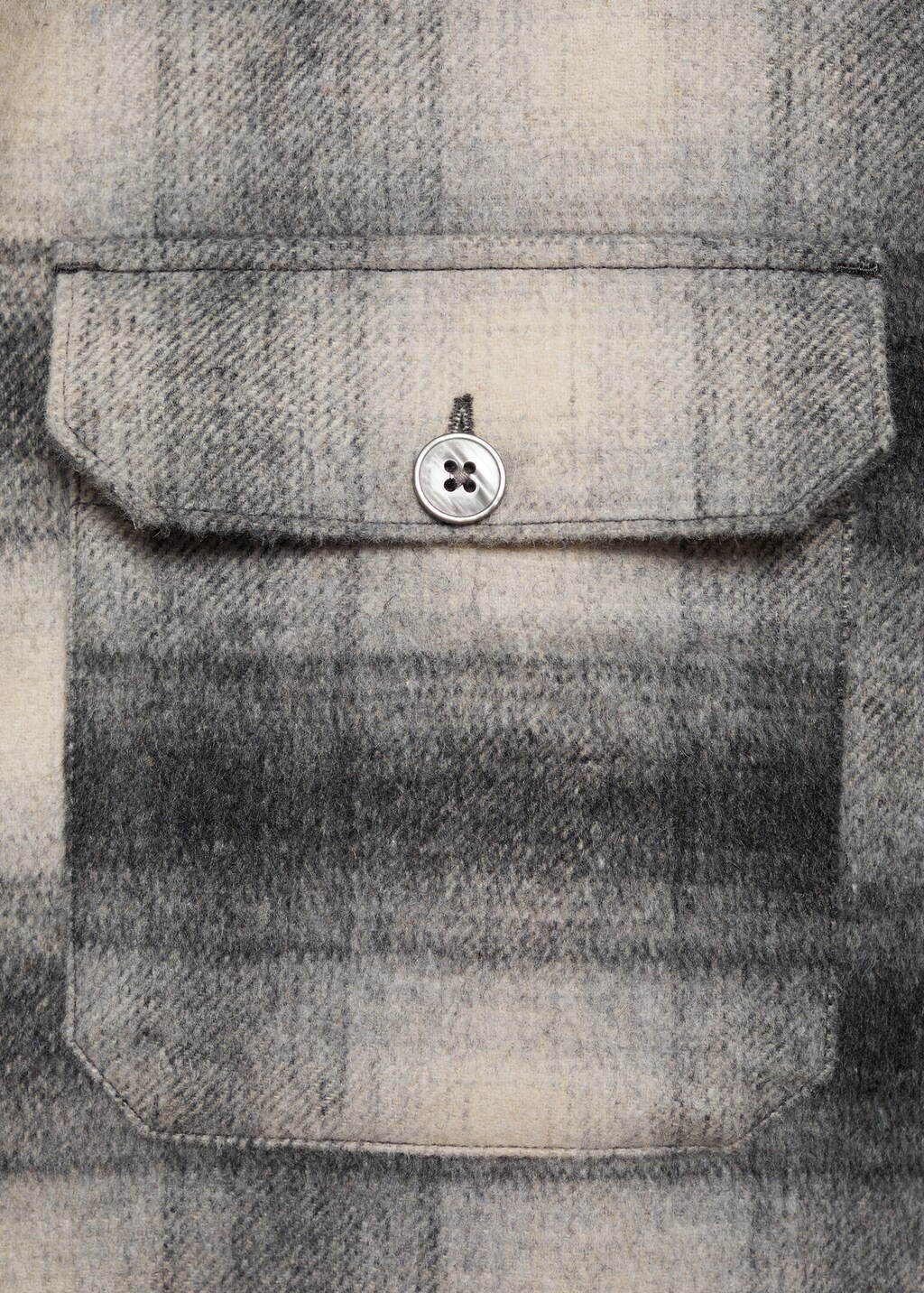 Plaid wool overshirt with pockets - Grey