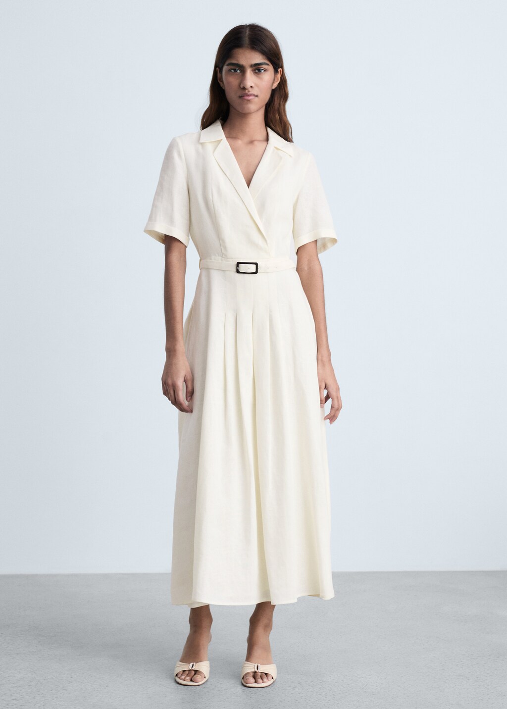 Belt linen dress - Green