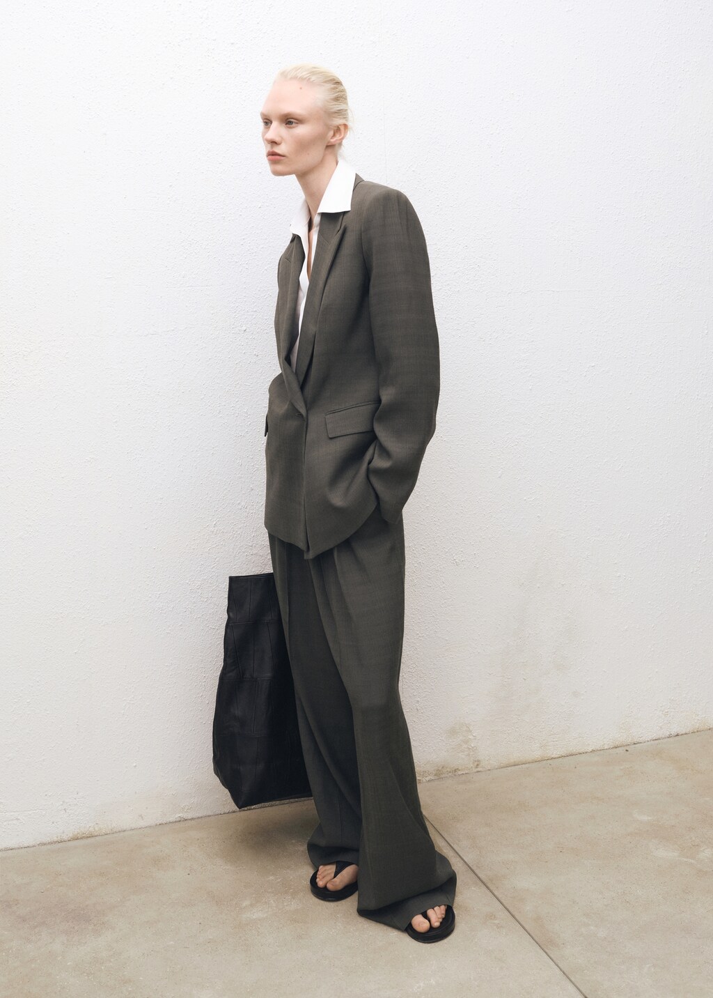 Suit trousers with belt clips - Khaki