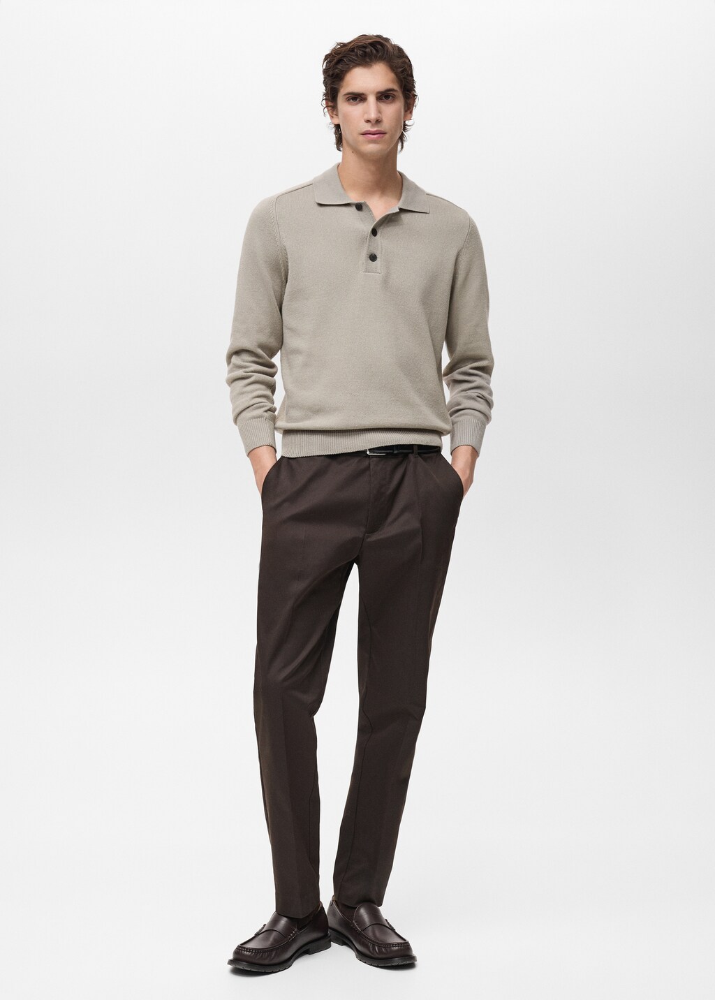 Cotton knitted polo shirt - Night Blue