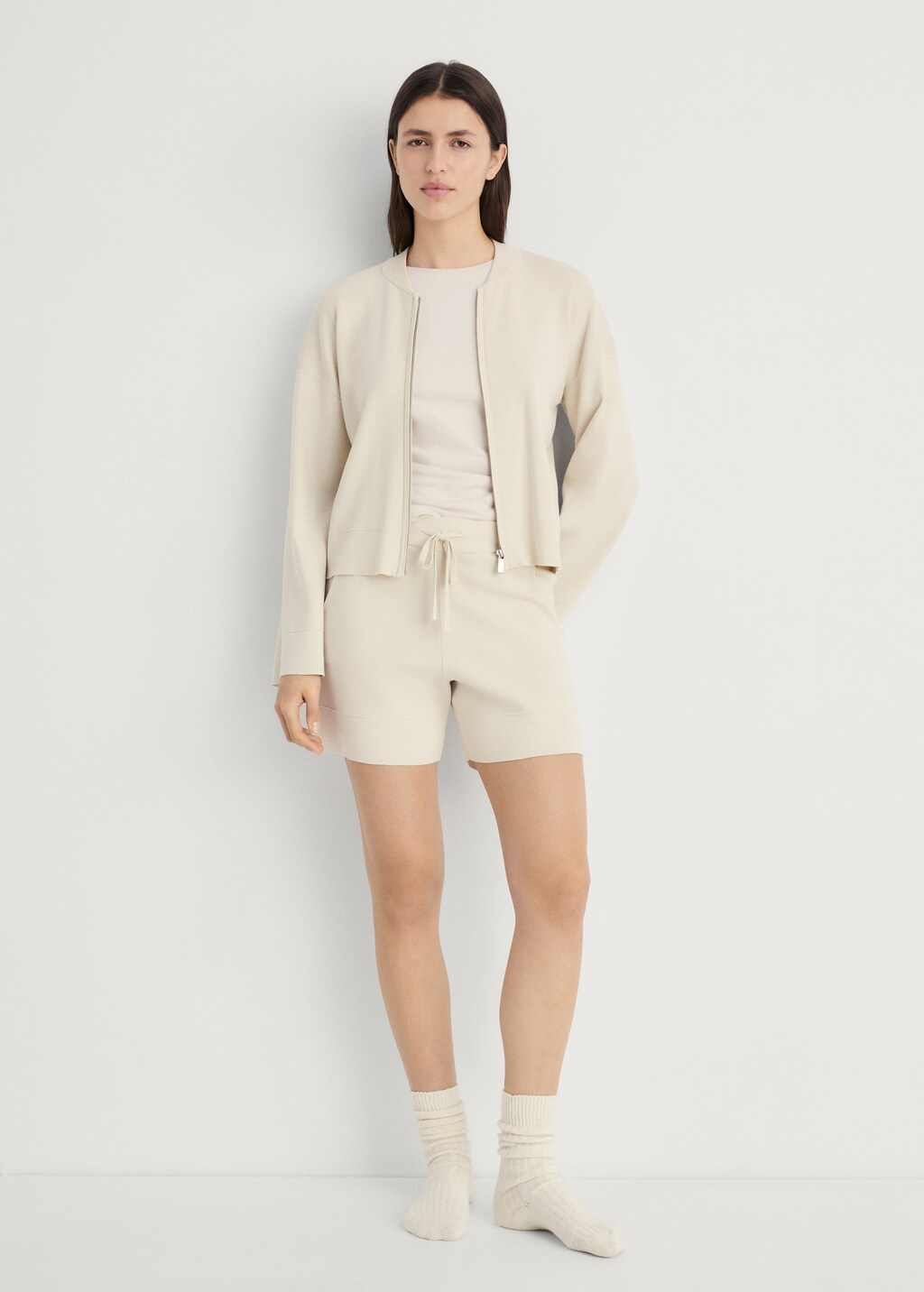 Ribbed knitted shorts - Light/Pastel Grey