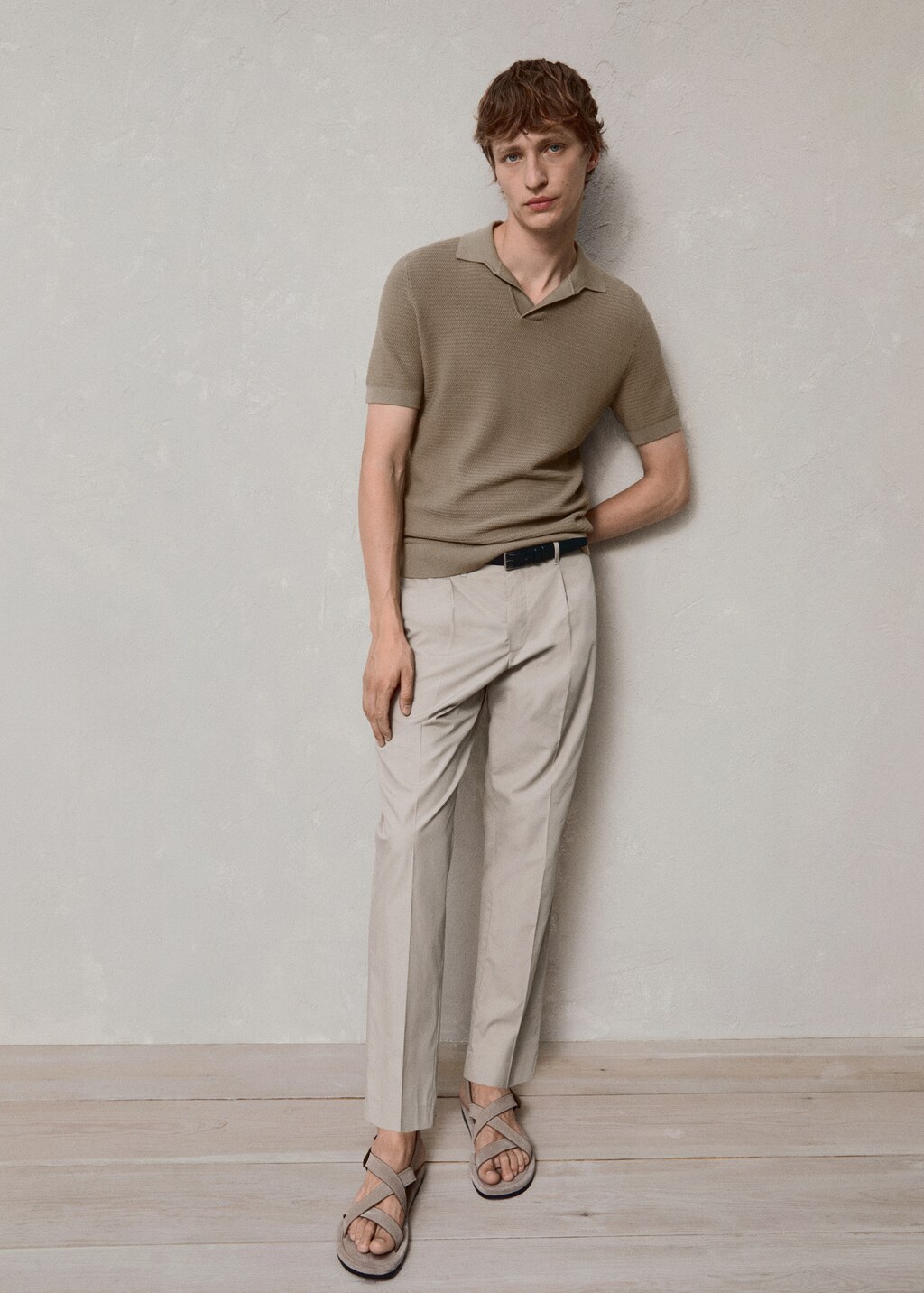 Slim-fit lyocell pleated trousers - Light/Pastel Grey