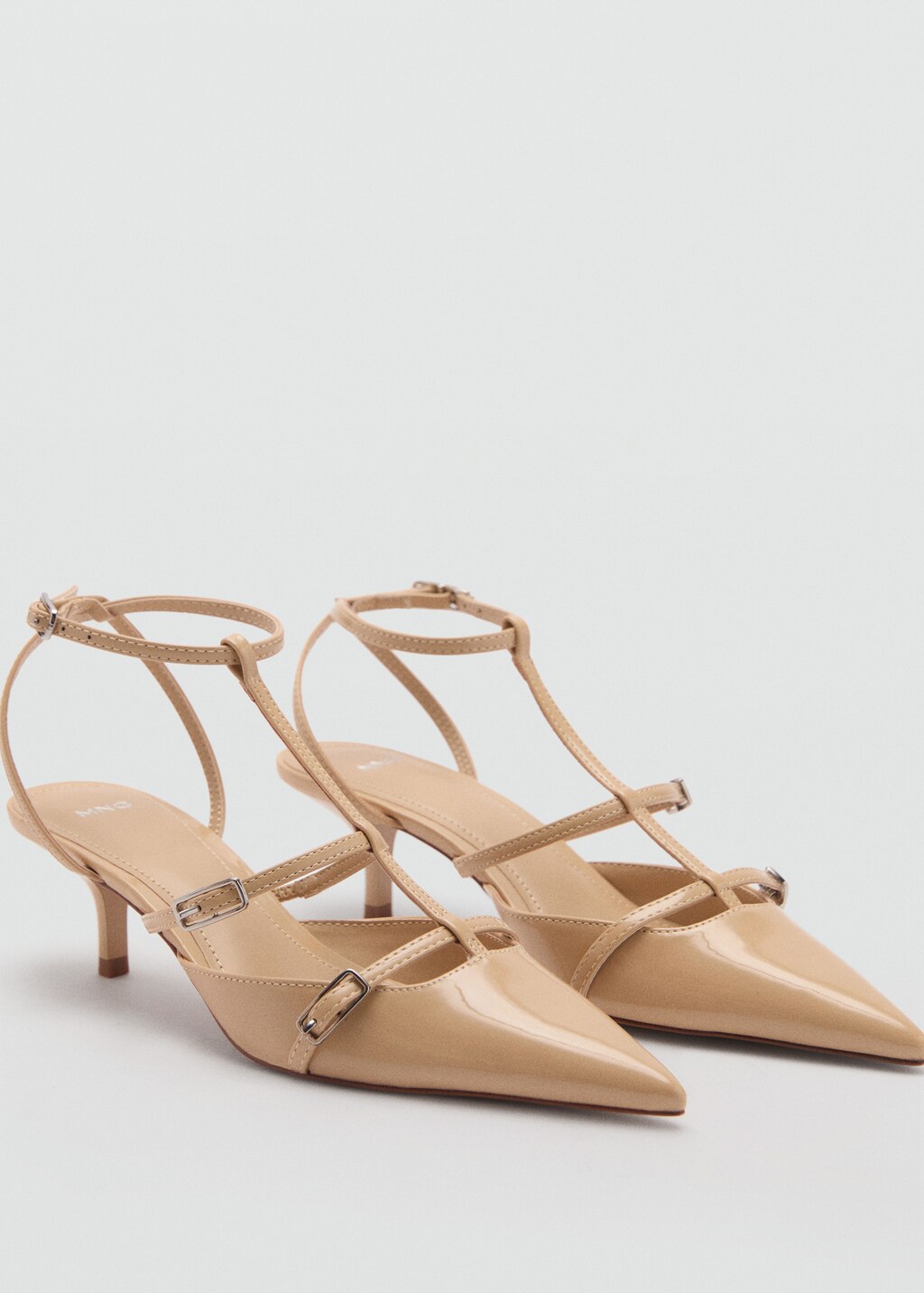 Heeled shoes with buckles - Nude