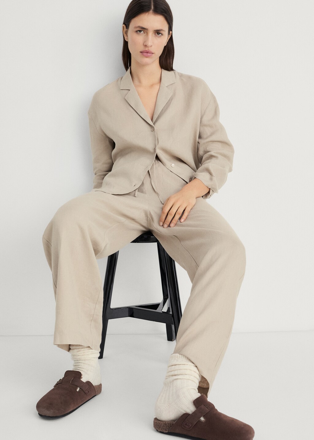 Linen-blend shirt - Sand