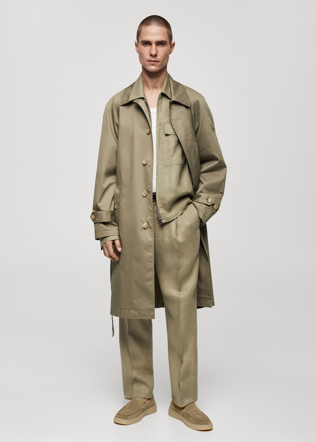 Belt cotton-blend trench - Khaki