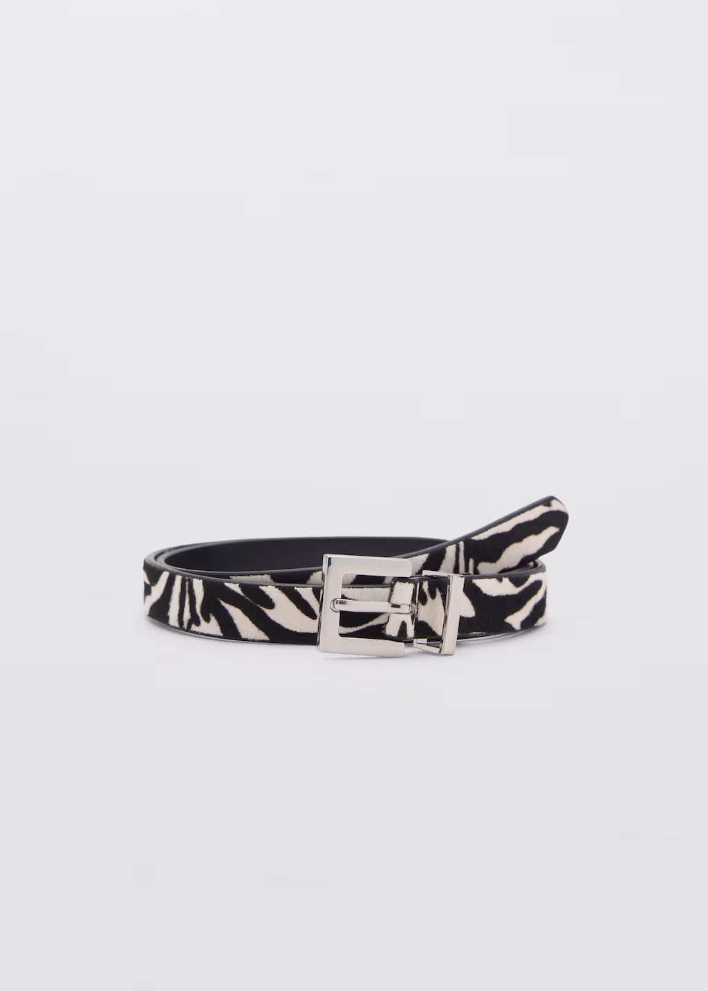 Zebra-print fur belt - Black