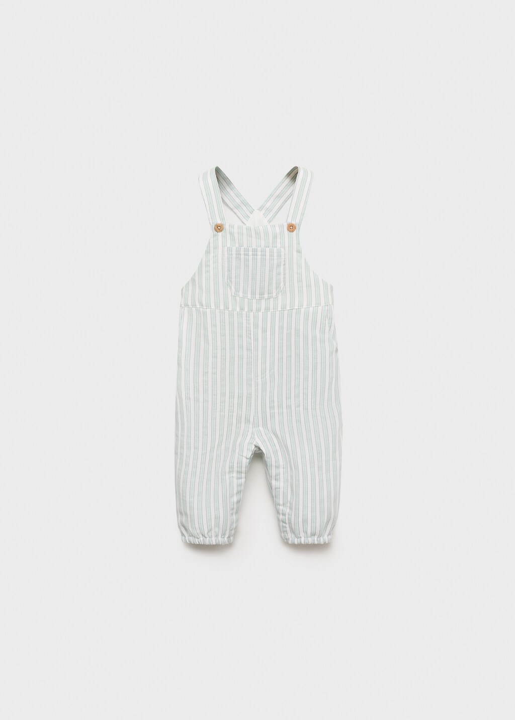 Striped cotton dungarees - Pastel Green