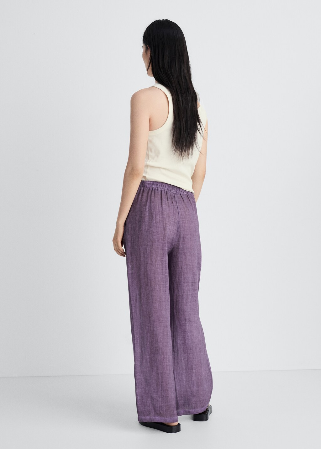 Overdyed-design ramie trousers - Dark Grey