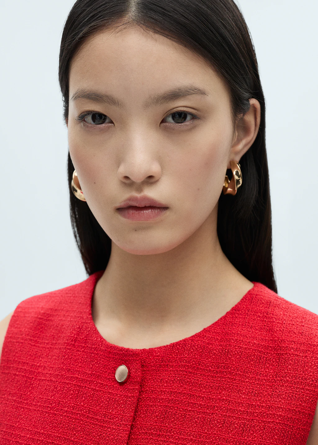 Tweed waistcoat with buttons - Red