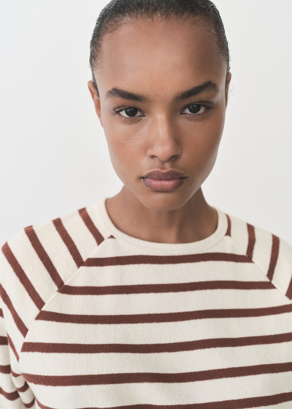 Striped round-neck sweatshirt - Navy