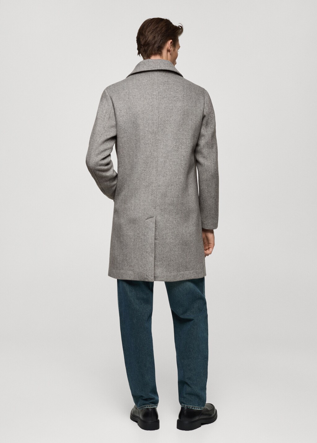 Regular-fit herringbone wool coat - Grey