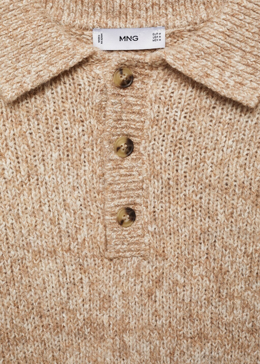 Knitted wool blend polo sweater - Mink Grey