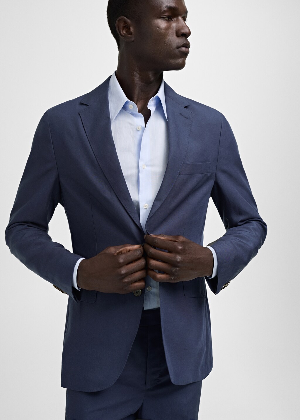 Stretch-fabric slim-fit suit jacket - Dark Navy